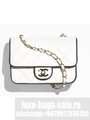 CHANEL MINI FLAP BAG Lambskin AS5151 White & Black