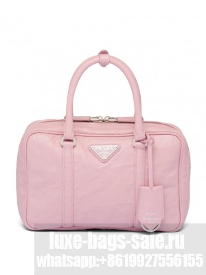 Prada Medium Antique Nappa Leather Top Handle Bag 1BB092 Pink