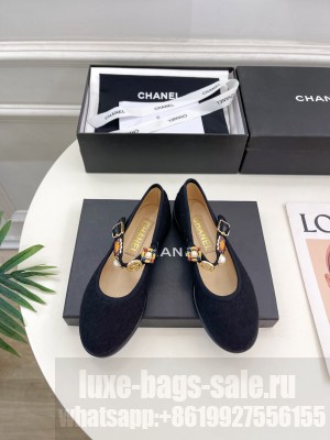 Chanel Women's Wool Tweed,Imitation Pearls & Metal G45778 Mary Jane Flat Black 2024