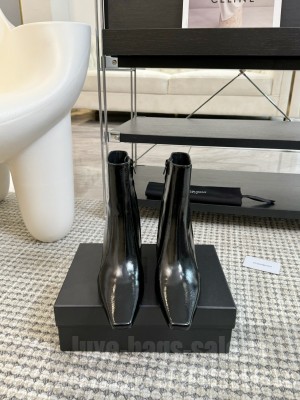 Saint Laurent With A Square Pointed Toe Block Heel Ankle Boots 2024
