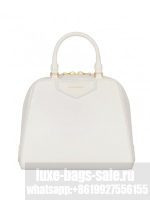Givenchy Mini Antigona Cube Bag In Leather White