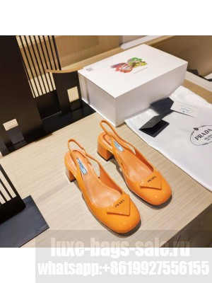 Prada leather slingback 50mm pumps orange 2022 Collection