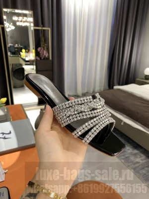 GINA DAKOTA In Pearl square toe flat sandal Silver/Black 2021 Collection