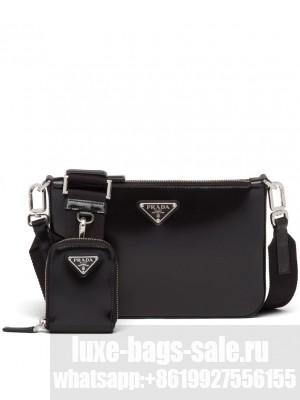 Prada Brushed Leather Shoulder Bag 2VH129 Black