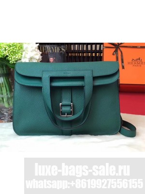 Hermes Halzan Tote Bag in Original Togo Leather Green