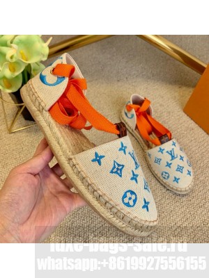 Louis Vuitton Starboard Monogram Canvas Espadrilles with Ankle Laces Orange 2021 Collection