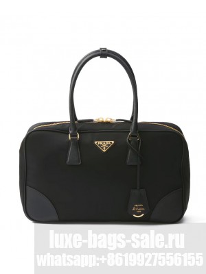 Prada Re-Edition 1979 Large Re-Nylon And Saffiano Leather Double Handle Bag Black