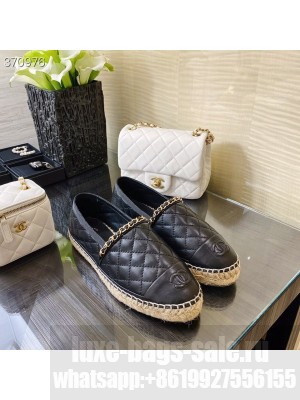 Chanel Quilted Espadrilles Lambskin Leather Spring/Summer 2021 Collection, Black