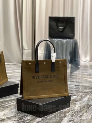 Yves Saint Laurent TWEED AND LAMBSKIN shopping bag Y677943 Military green