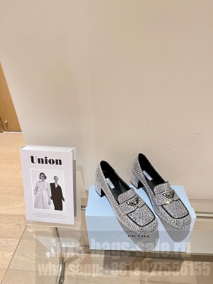Prada Satin Loafers With Crystals 1D752M