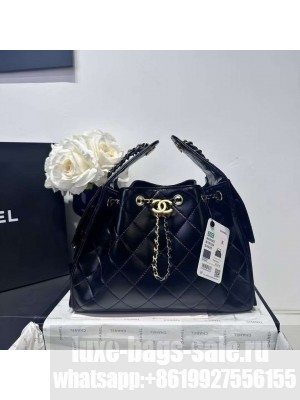 CHANEL 25 SMALL ORIGINAL LEATHER HANDBAG AS5293 Black Gold&Silver-Tone