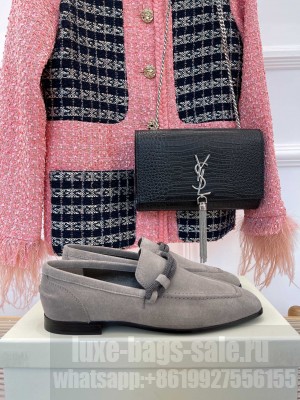 BRUNELLO CUCINELLI Embellished suede loafers Gray