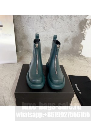 Jil Sander Leather ankle boots with zip closure Green