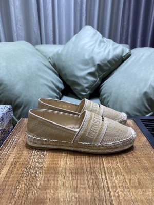 Dior Granville Espadrilles in Gold Metallic Thread Embroidered Cotton 2021 Collection 