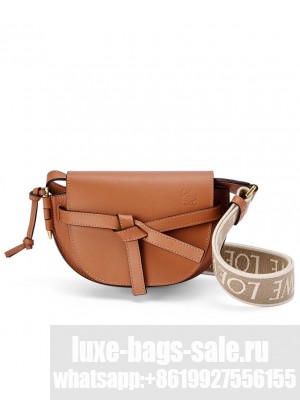 Loewe Mini Gate Dual Bag In Soft Calfskin And Jacquard Coffee