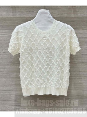 Chanel Women's Diamond Cashmere Top Cream
