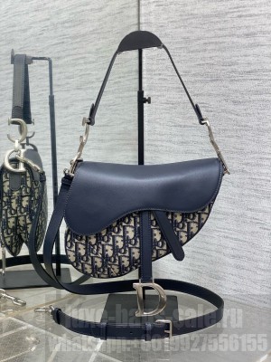 DIOR Saddle Bag with Strap Blue Denim Dior Oblique Jacquard M0455CDC Blue