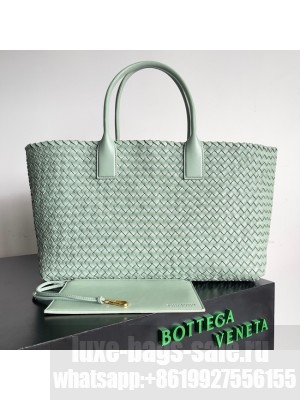 Bottega Veneta Large intreccio leather tote bag 608811 light green