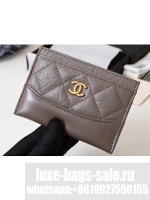Chanel Aged Calfskin Gabrielle Card Holder A84386 Etoupe