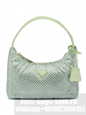 Prada Satin Mini-bag With Artificial Crystals Green
