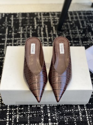 TOTEME Sharp croco-embossed wedge mules brown
