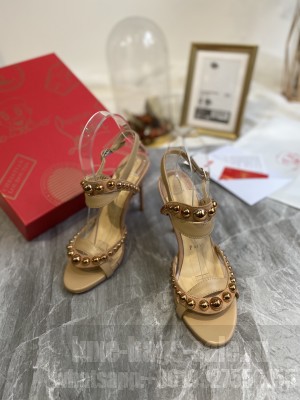 Christian Louboutin Round Studded Beige Sandals 2021 Collection