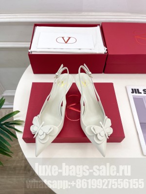 Valentino Garavani Butterfly Flower 60mm Pump In White Calfskin Leather 2025