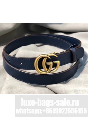 Gucci GG Width 2cm Calfskin Belt Blue 2018