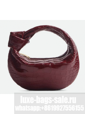 Bottega Veneta Mini Jodie Mini alligator leather top handle bag 717709 Barolo