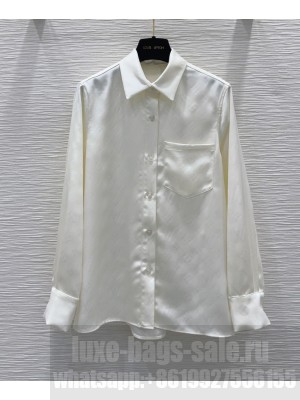 Louis Vuitton Women's Monogram Pattern Silk Shirt Cream