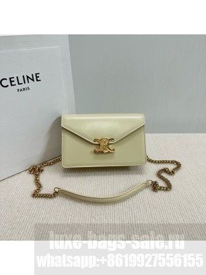 Celine WALLET ON CHAIN MARGO IN SHINY CALFSKIN 10L033 LIGHT YELLOW