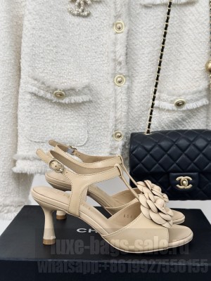 Chanel Lambskin Camellia Bloom 7cm Sandals 01