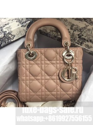 Lady Dior Mini Bag in Cannage with Chain Nude