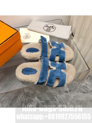 Hermes woolskin Oran Flat Slide Sandals 148 2022 Collection