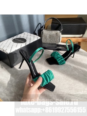 Alexander Wang julie scrunchie slingback heel 7.5cm in satin Green 2022 Collection