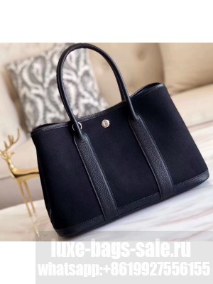Hermes Canvas Garden Party 30/36 Bag Black