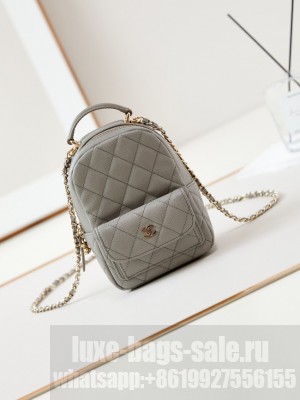 Chanel MINI BACKPACK AP3753 Grained Calfskin & Gold-Tone Metal gray