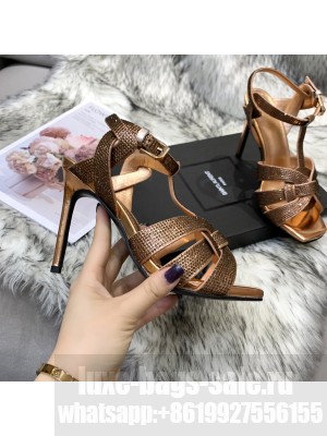 Saint Laurent Crystal Fabric High- Heel Sandals 10cm 01 2021 Collection