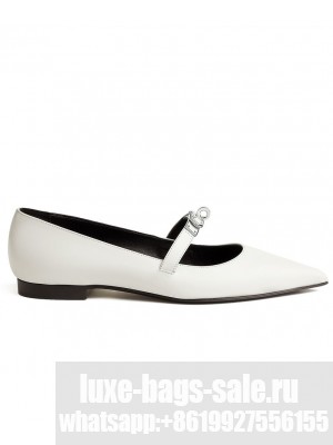 Hermes Women's Kelly Ballet Flat White