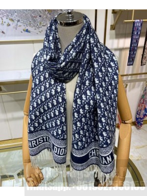 Christian Dior Women s Oblique Motif Long Scarf Blue