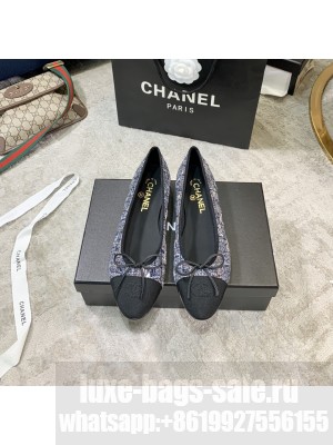 Chanel Ballerina Flats Tweed/Lambskin Leather Spring/Summer 2021 Collection, Blue/Black