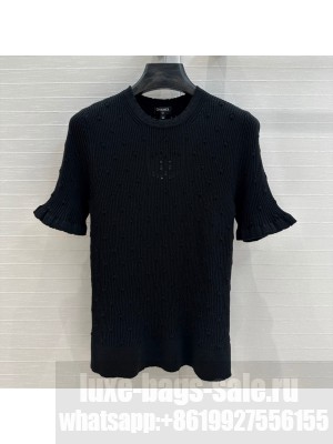 Chanel Short-sleeved Sweater  Black 2025