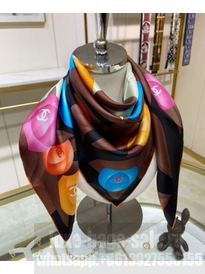 Chanel Women's Square Scarf Dark Coffee