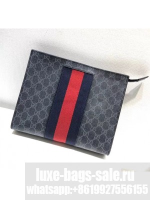 Gucci Men's GG Supreme Web Pouch 475316 Black/Grey 2018