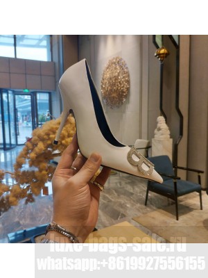 Balenciaga Crystal BB Logo 85mm Calfskin leather White Pumps 2022