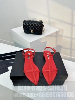 Jil Sander Pointed Toe Caged Sandals Red