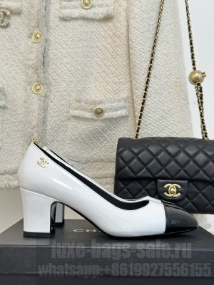 Chanel Patent Leather 6cm Pumps G45053 White 2023