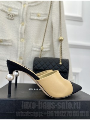 Chanel Pearl Heel 8.5cm Slide Mule 04