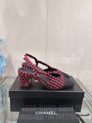 Chanel Slingbacks Tweed 6.5cm Pumps Pink 