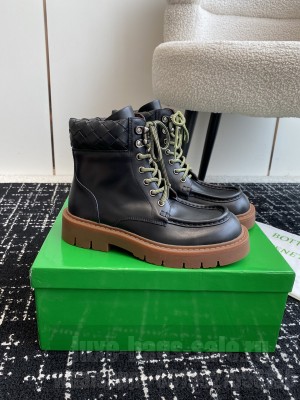 Bottega Veneta Haddock Lace-Up Ankle Boot Black / Rubber